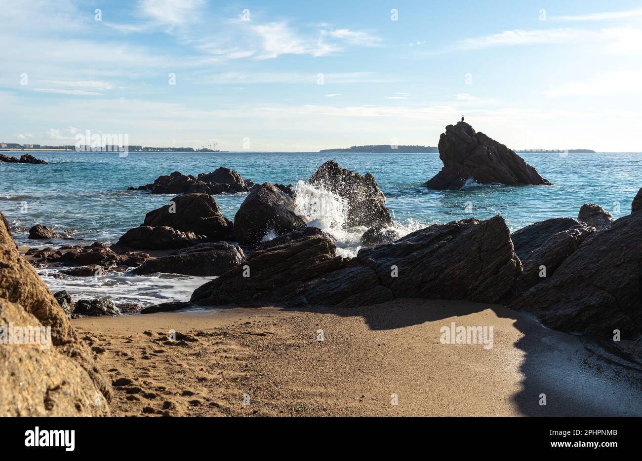 Foamy Sea Waves, Storm on Rocky Beach Texture Background, Blue Ocean ...