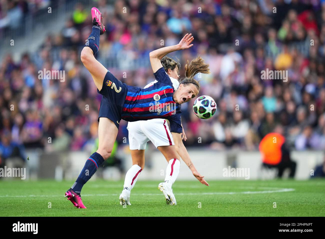 Irene Paredes of FC Barcelona during the UEFA Womens Champions League match, Quarter-Finals, 2nd leg between FC Barcelona and v AS Roma played at Spotify Camp Nou Stadium on March 29, 2023 in Barcelona, Spain. (Photo by Colas Buera / PRESSIN) Stock Photo