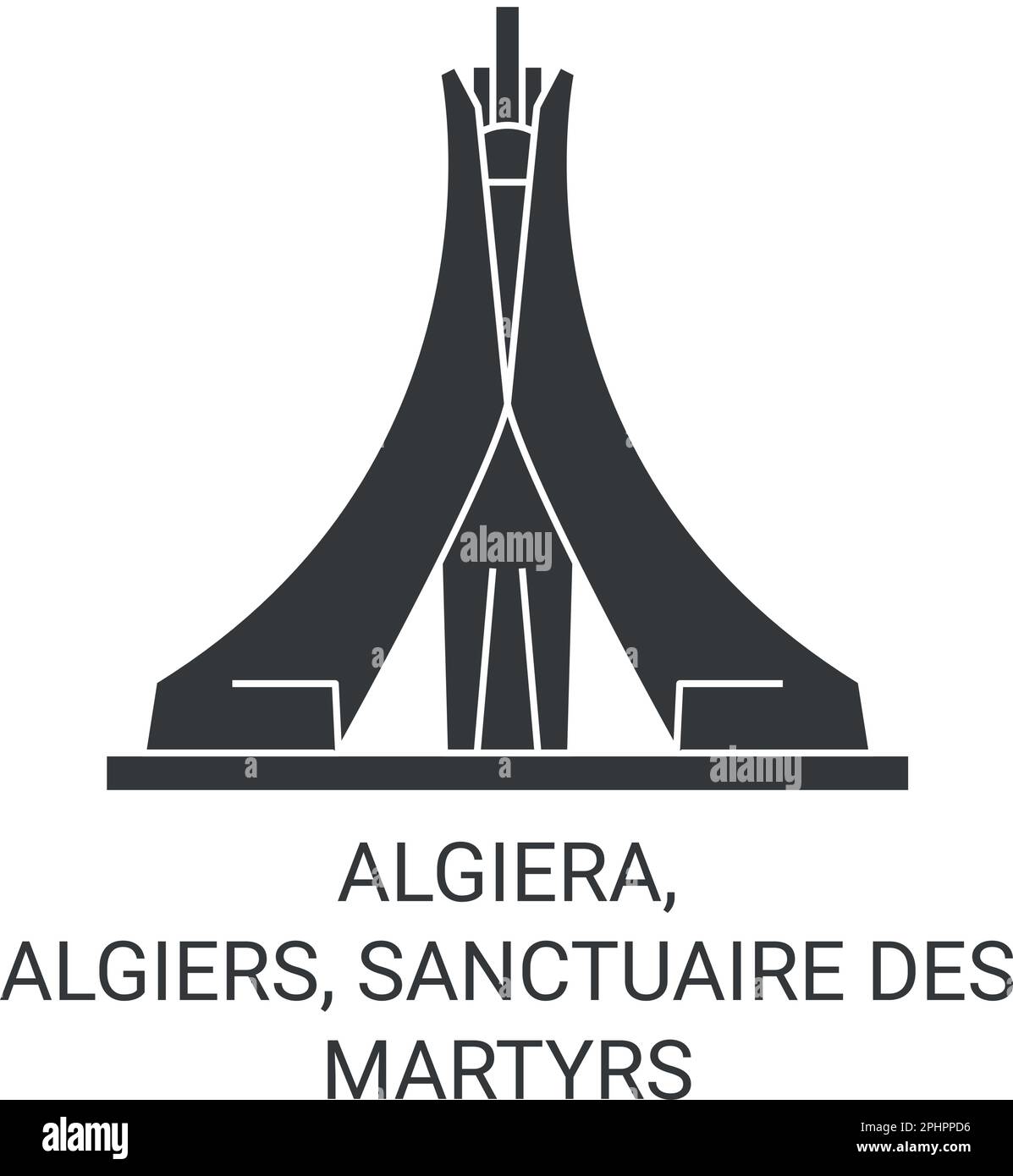 Algiera, Algiers, Sanctuaire Des Martyrs travel landmark vector illustration Stock Vector