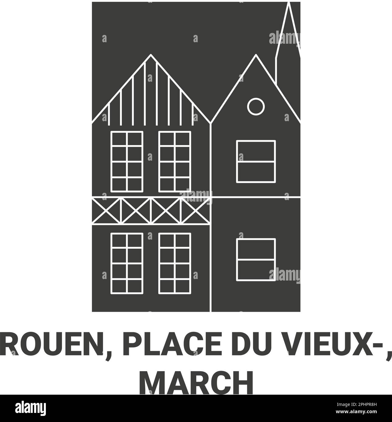 France, Rouen, Place Du Vieux, March travel landmark vector illustration Stock Vector