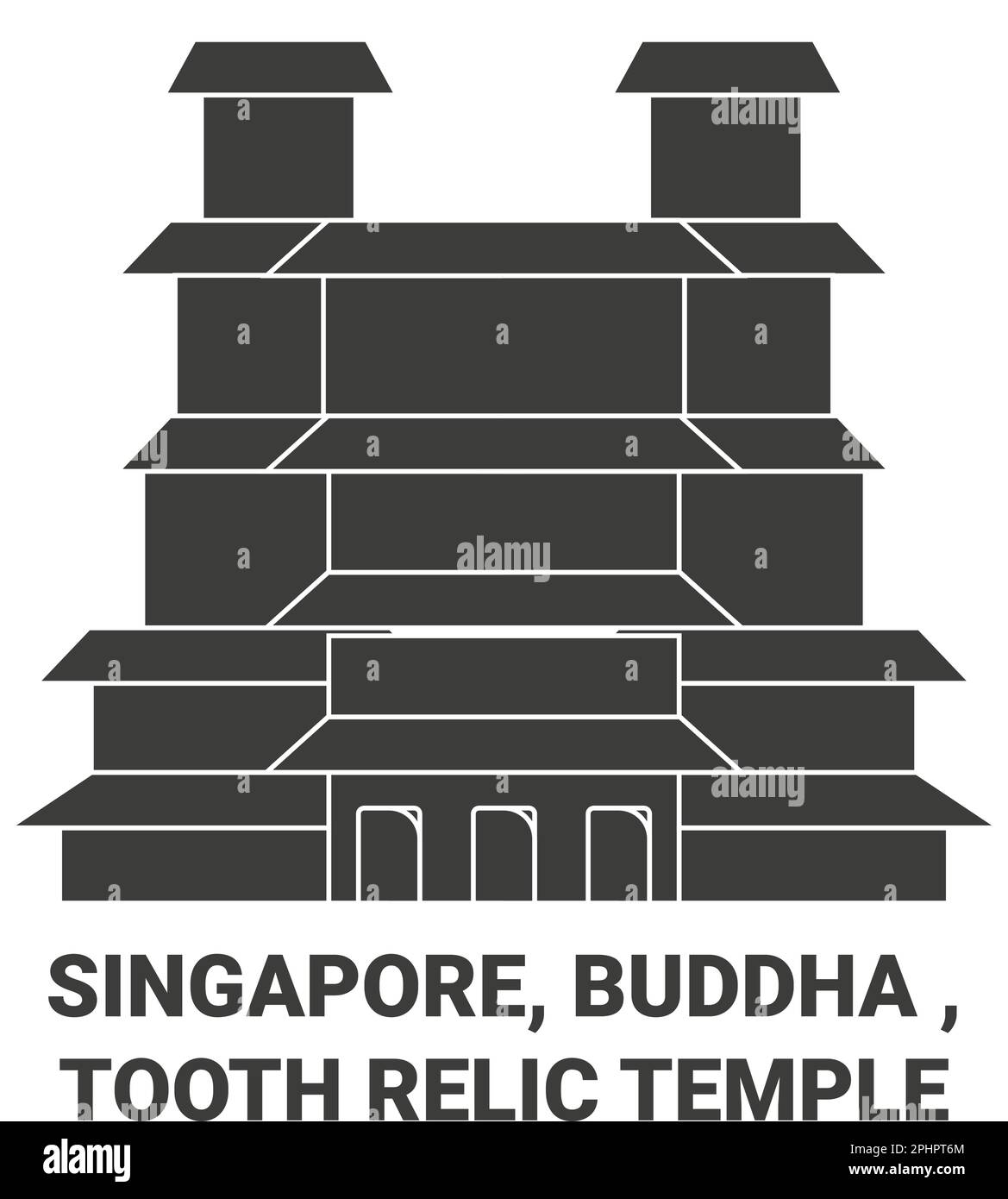Singapore, Buddha , Tooth Relic Temple travel landmark vector illustration Stock Vector