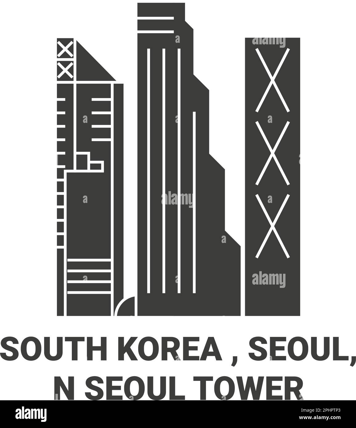 Republic Of Korea, Seoul City travel landmark vector illustration Stock Vector