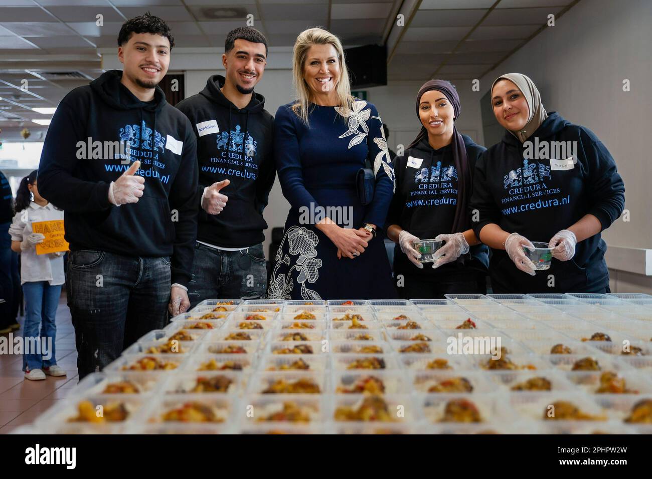 Roermond Netherlands. 29th Mar 2023. Queen Maxima on a working visit to two organizations supported by the Oranje Fonds Women s Center Maximina and DB4ALL Tigers Roermond. Photo by DPPA Sipa USA Credi...