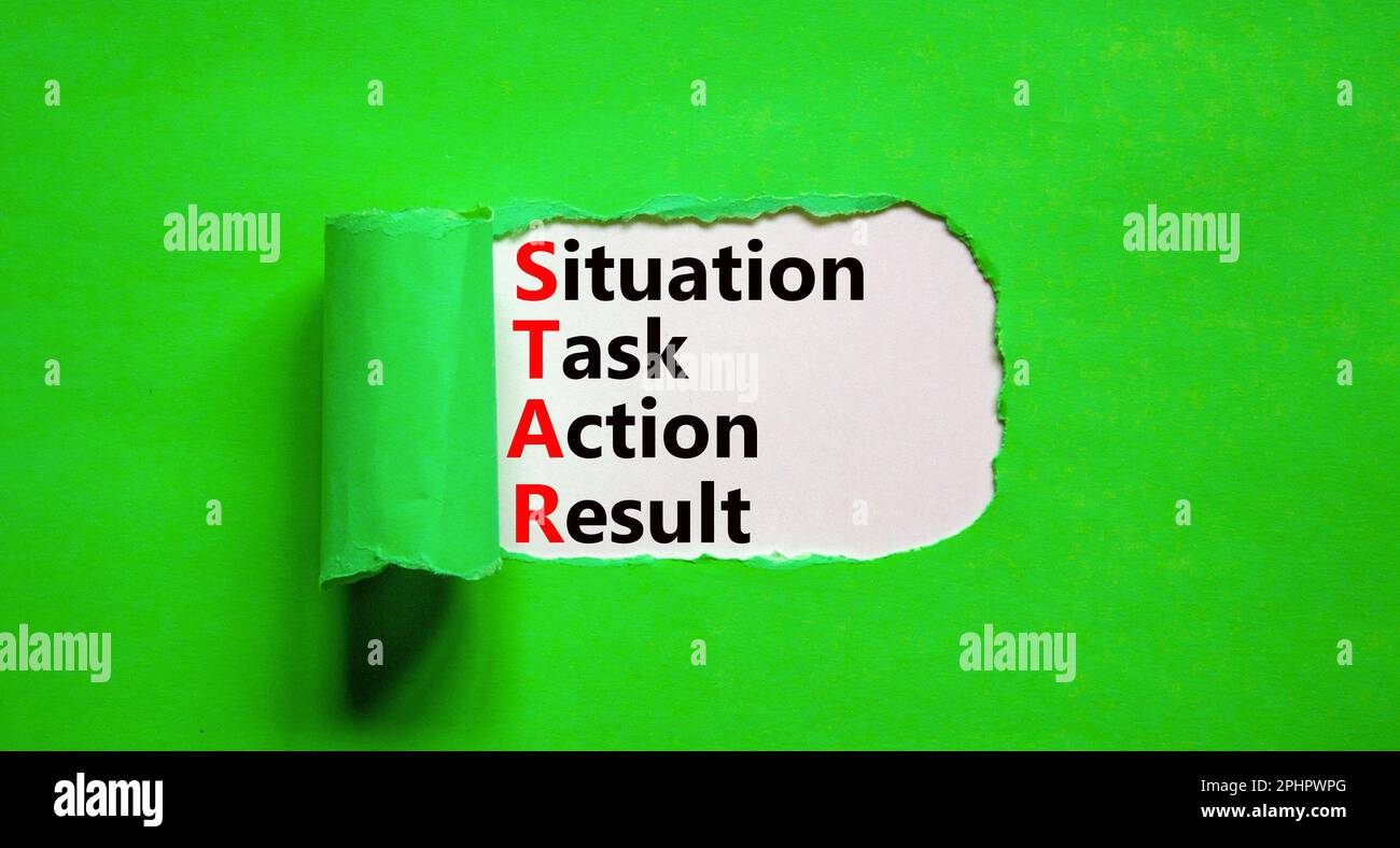 STAR situation task action result symbol. Concept words STAR situation ...