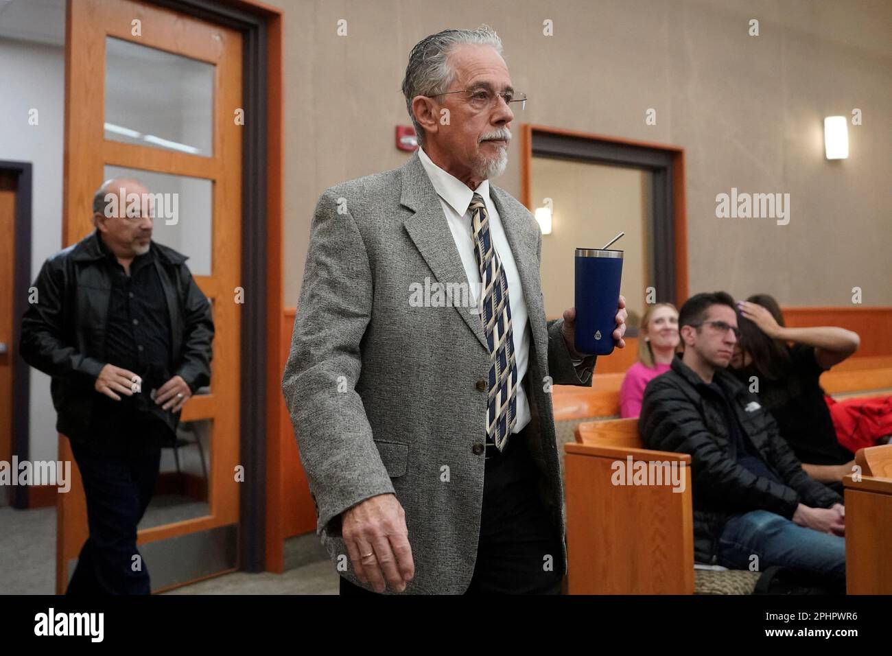 Terry Sanderson, the Utah man suing Paltrow, walks in to the
