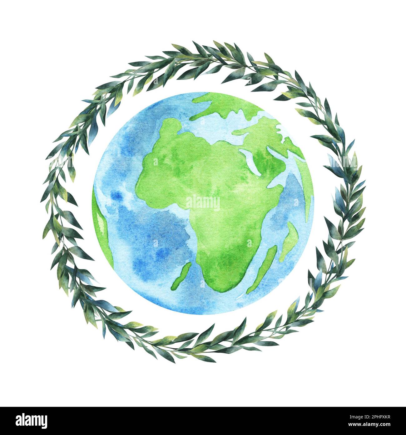 Watercolor illustration for Earth Day and Peace Day. A drawing of a