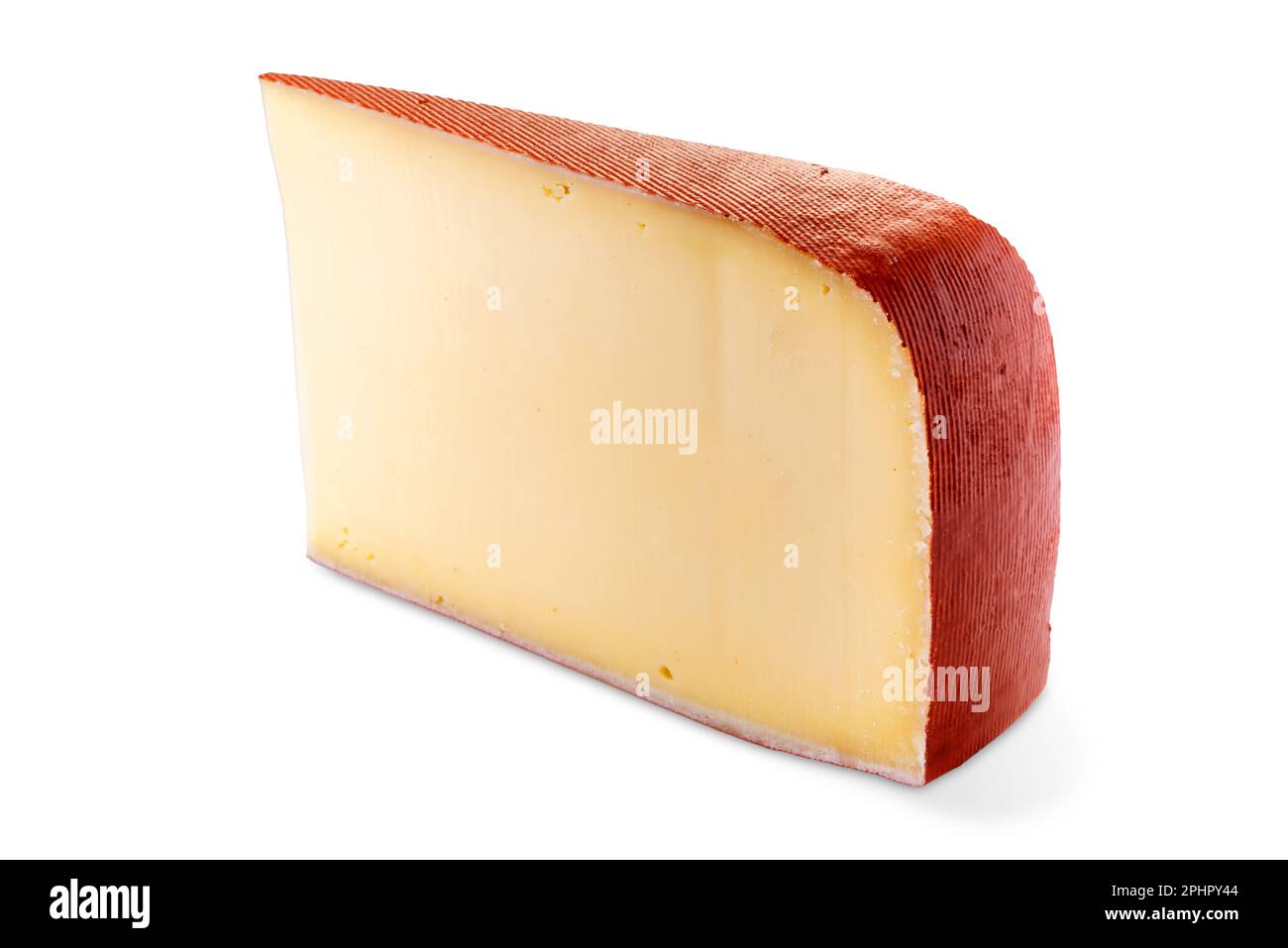 Fontal fontina cheese slice isolated on white with clipping path included. Stock Photo