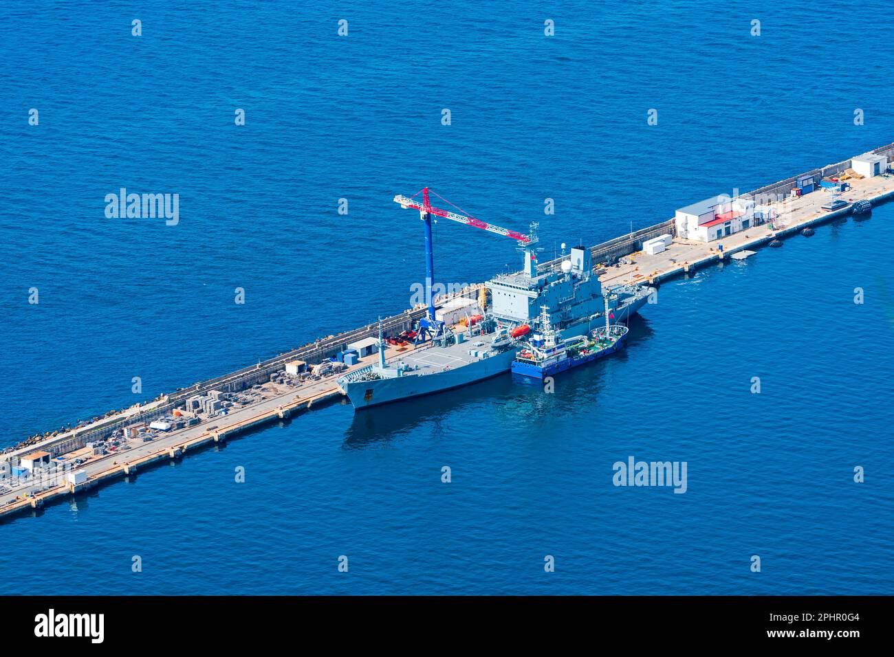 Royal Navy supply ship in a dock in Gibraltar, UK Stock Photo Alamy