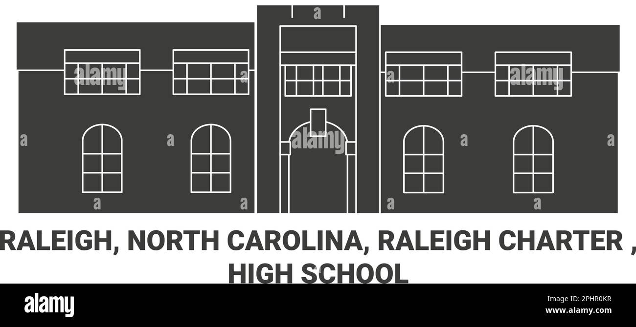 United States, Raleigh, North Carolina, Raleigh Charter , High School travel landmark vector illustration Stock Vector