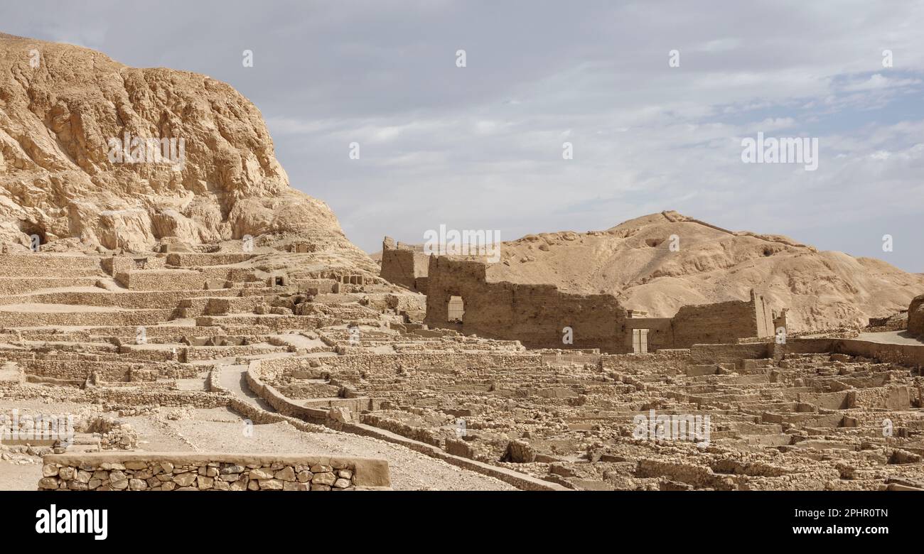 Deir el-Medina, worker's village near Valley of The Kings, West Bank of Nile, Luxor, Egypt Stock Photo
