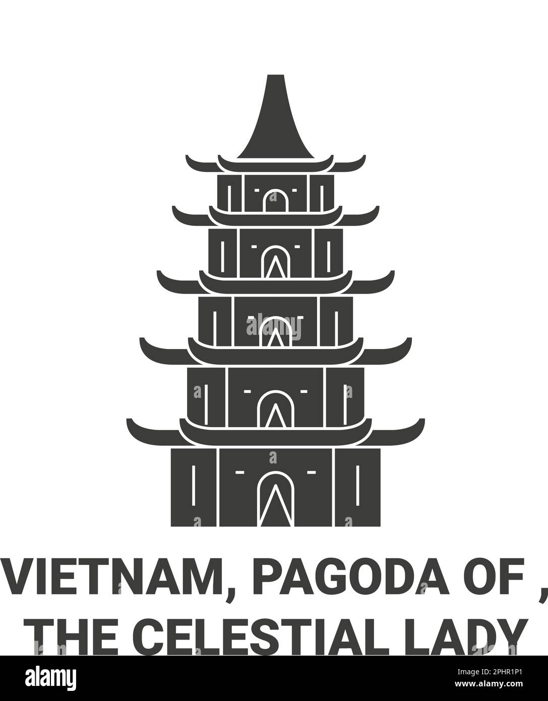 Vietnam, Pagoda Of , The Celestial Lady travel landmark vector ...