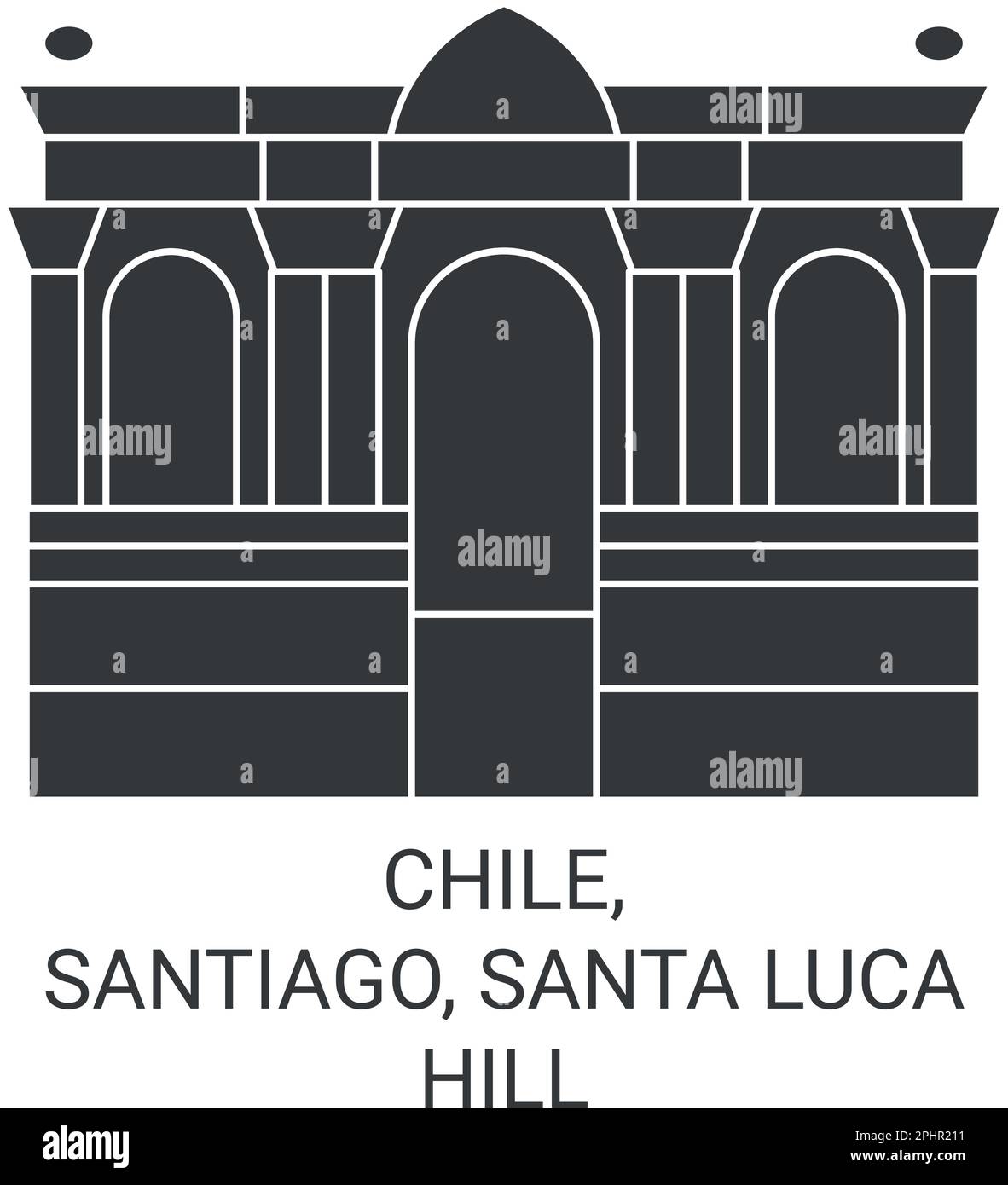 Chile, Santiago, Santa Luca Hill travel landmark vector illustration Stock Vector