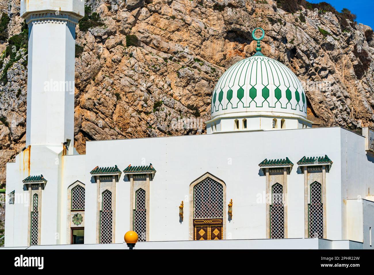 Ibrahim-al-Ibrahim Mosque also known as the King Fahd bin Abdulaziz al-Saud Mosque in Gibraltar, UK Stock Photo