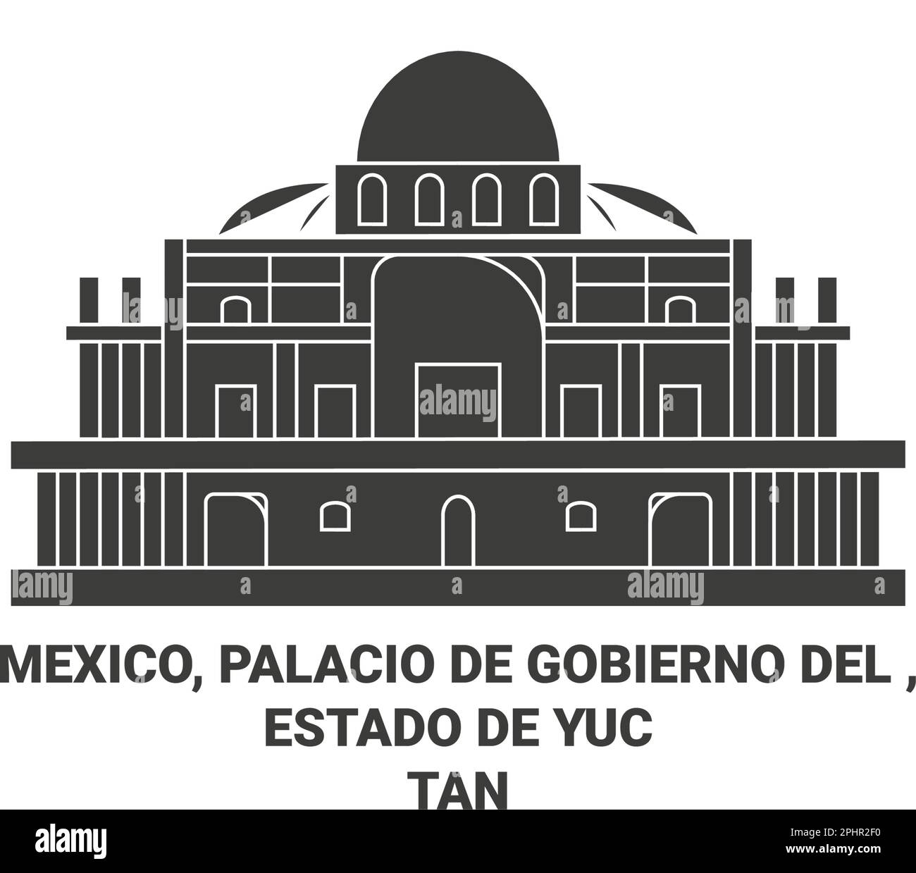 Mexico, Palacio De Gobierno Del , Estado De Yuctan travel landmark vector illustration Stock Vector