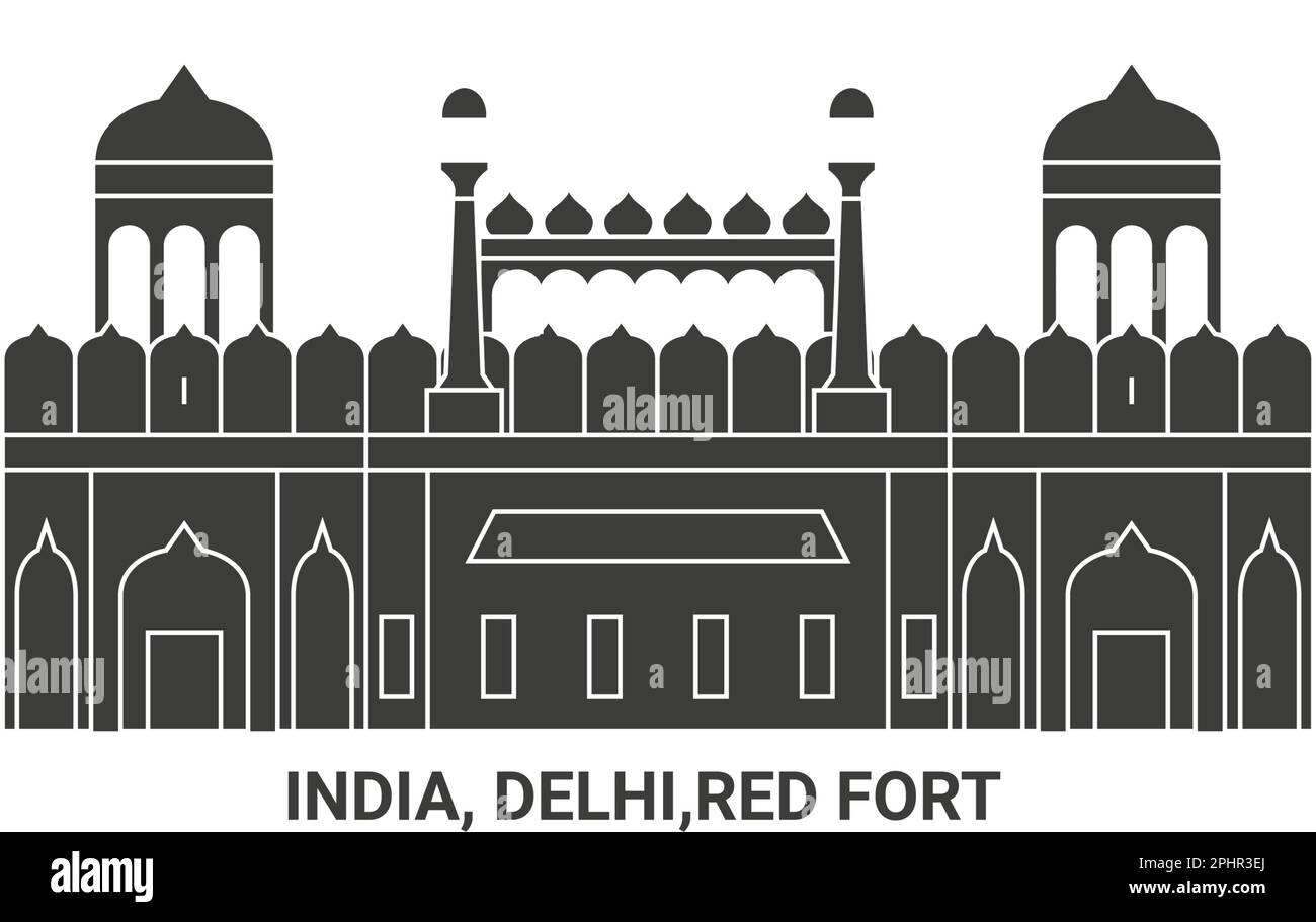 India, Delhi,Red Fort, travel landmark vector illustration Stock Vector