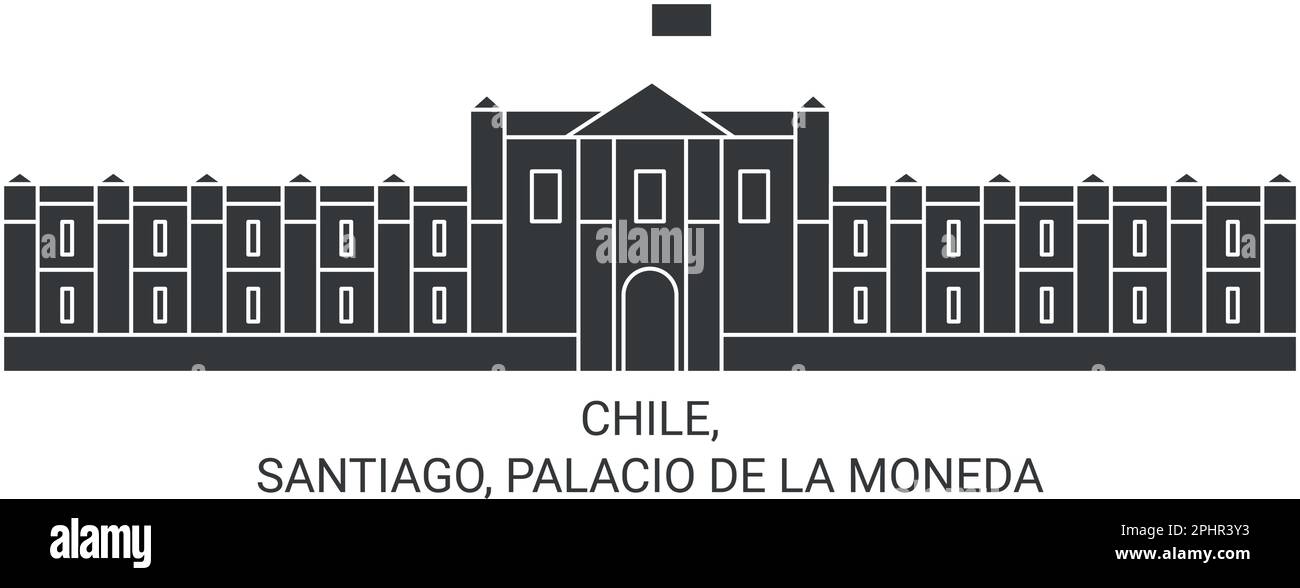 Chile, Santiago, Palacio De La Moneda travel landmark vector illustration Stock Vector