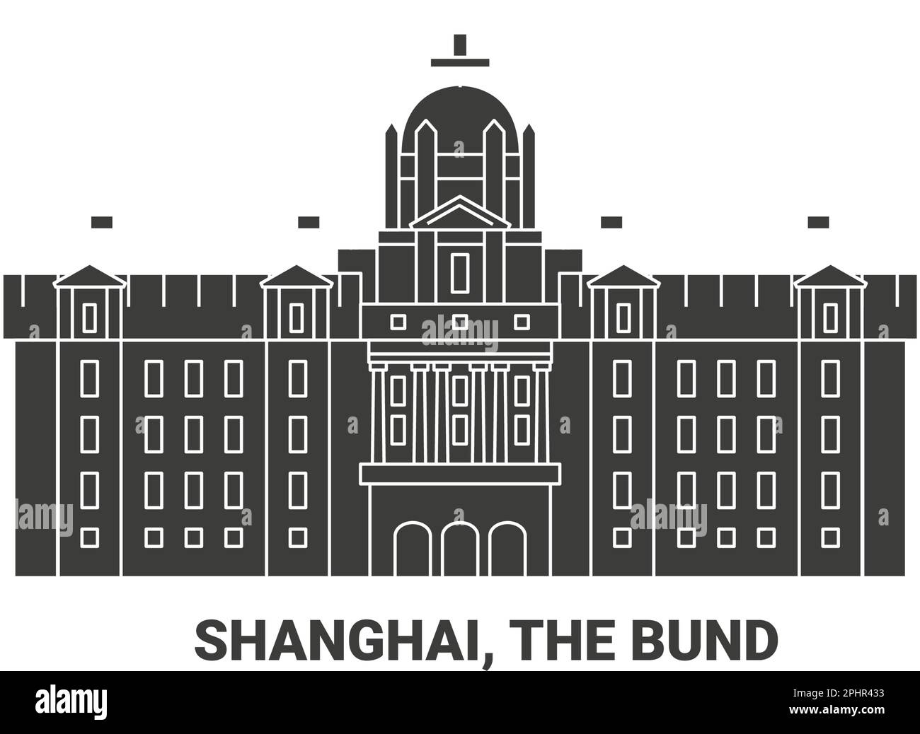 China, Shanghai, The Bund, travel landmark vector illustration Stock Vector