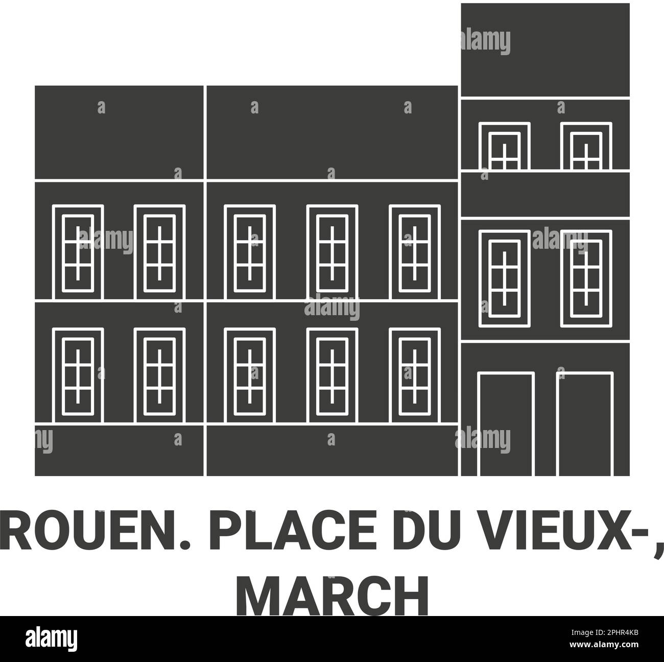 France, Rouen. Place Du Vieux, March travel landmark vector illustration Stock Vector