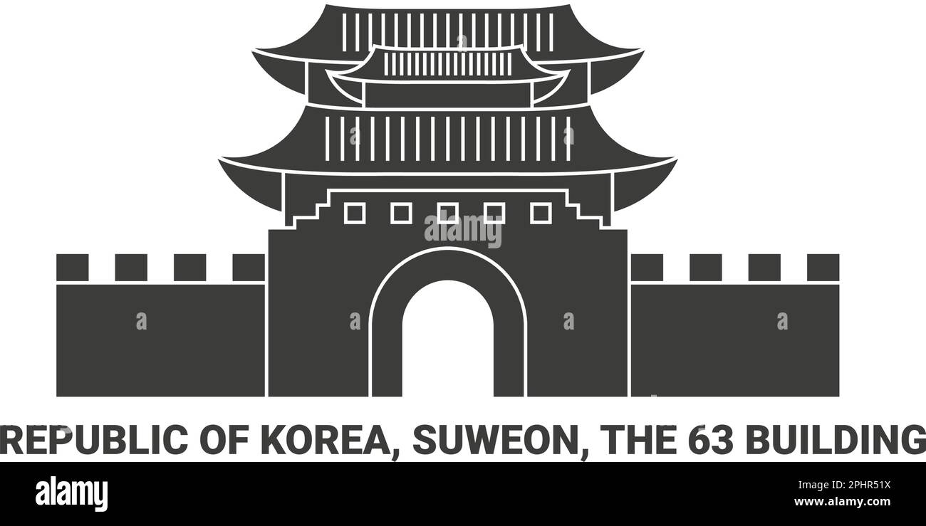 Republic Of Korea, Suweon, The 6 Building, travel landmark vector illustration Stock Vector
