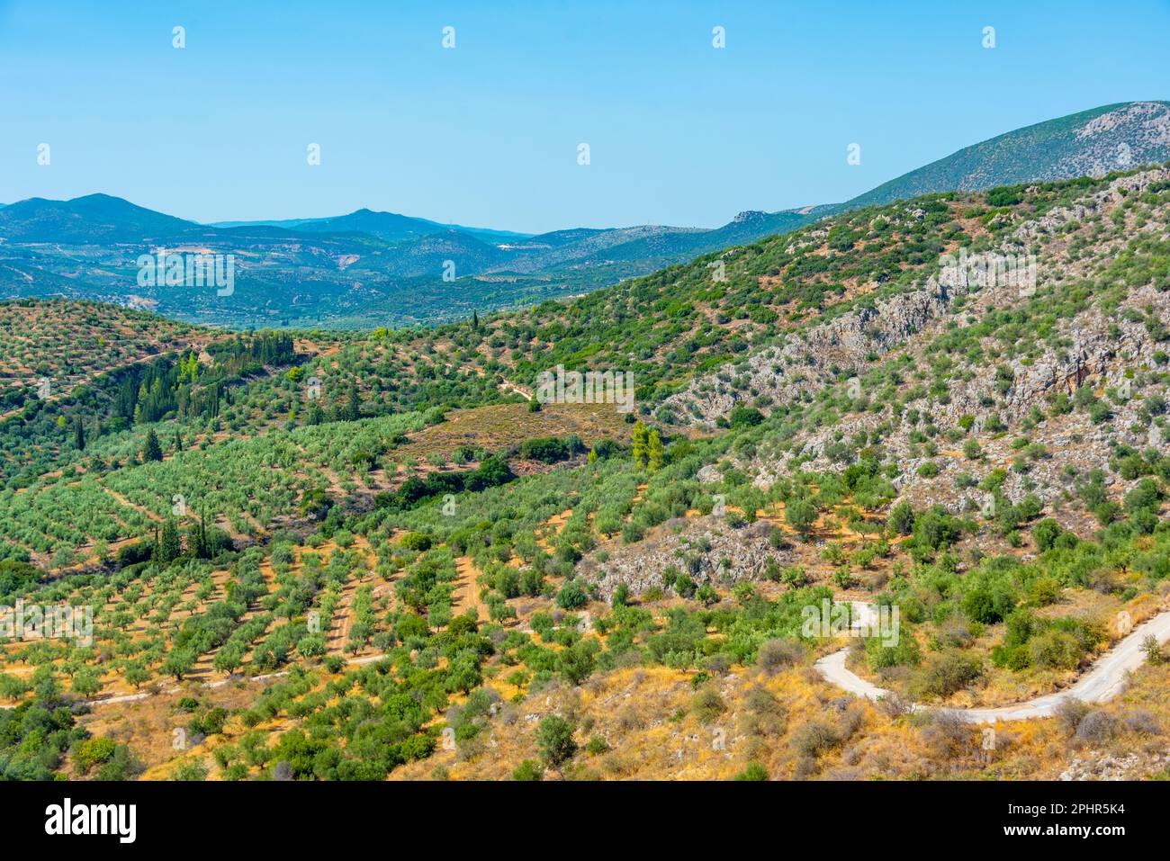 Agricultural landscape of Arcadia region of Peloponnese peninsula in ...