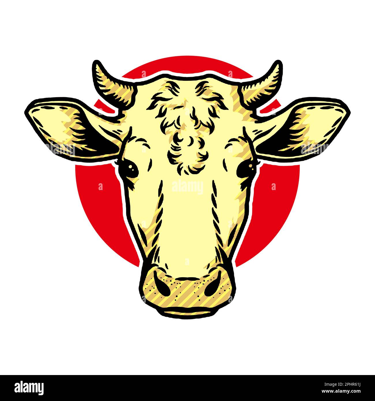 Cow head icon. Outline nand drawn illustration of cow head vector icon for web Stock Photo