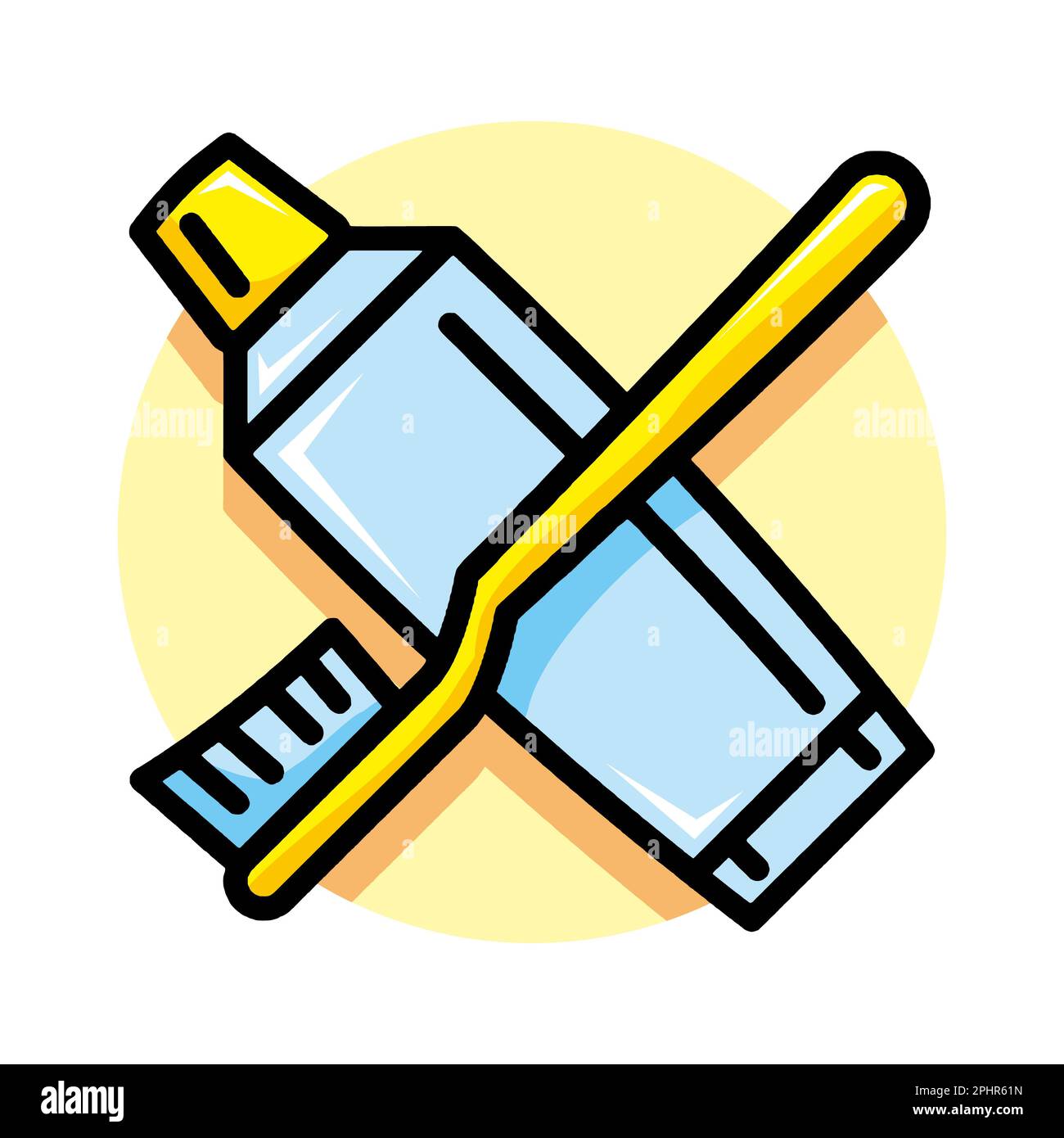 Toothbrush and toothpaste icon. Outline toothbrush and toothpaste