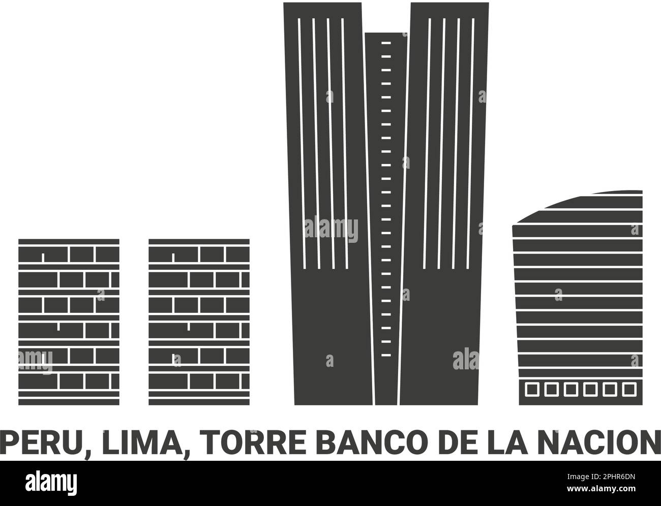 Peru, Lima, Torre Banco De La Nacion travel landmark vector illustration Stock Vector