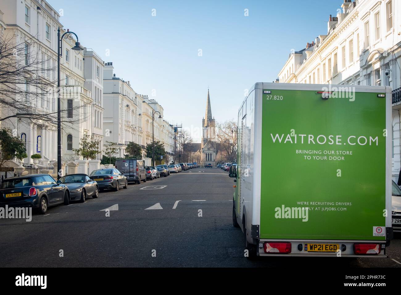 London- January 2023: Waitrose delivery van in Holland Park, West London Stock Photo