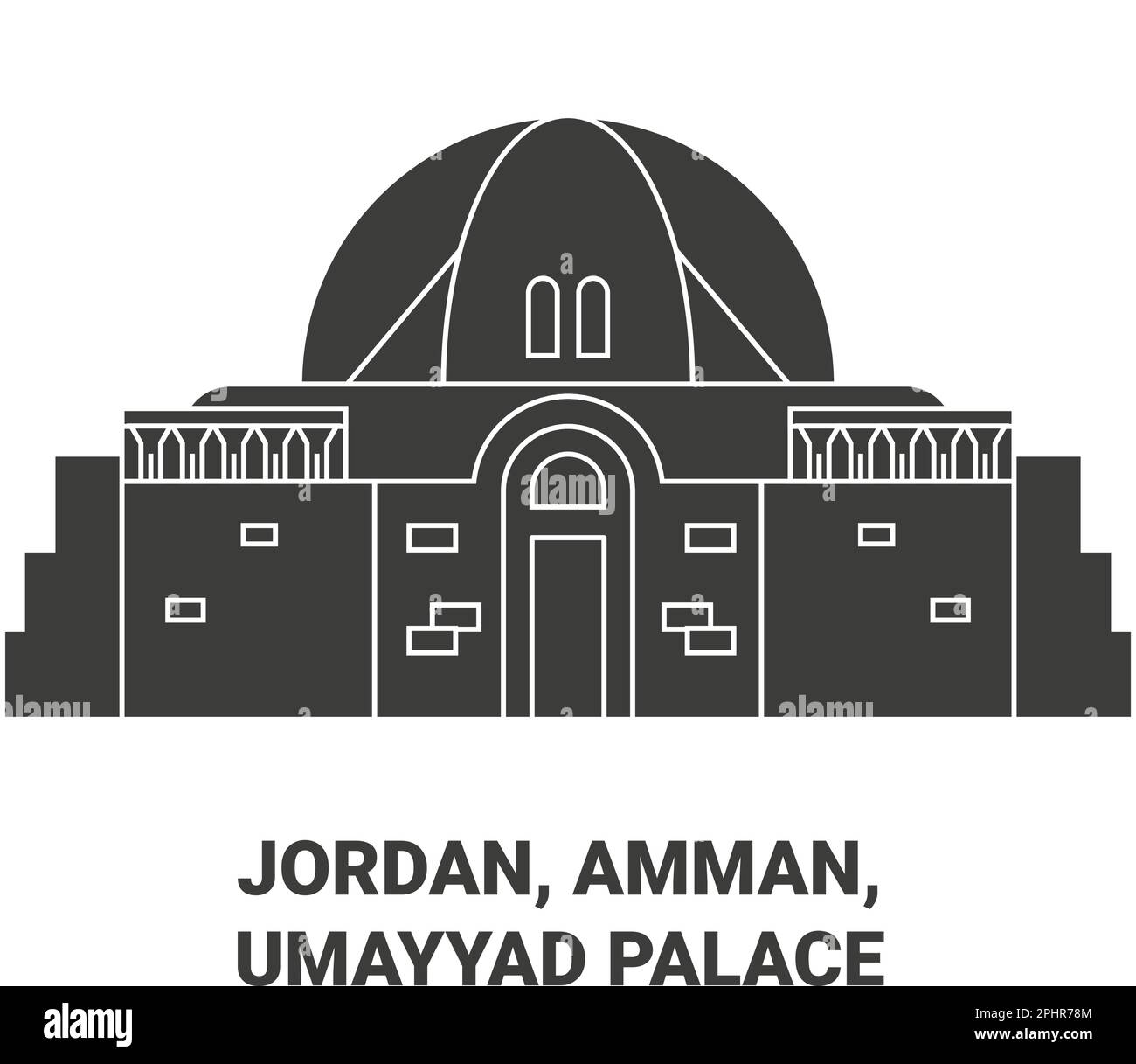 Jordan, Amman, Umayyad Palace travel landmark vector illustration Stock Vector