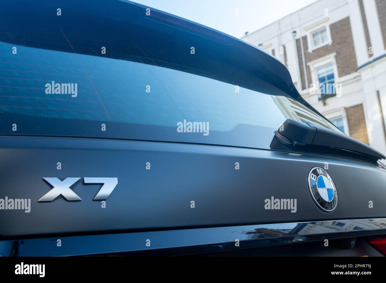 London- January 2023: BMW X7 car parked on residential street Stock Photo
