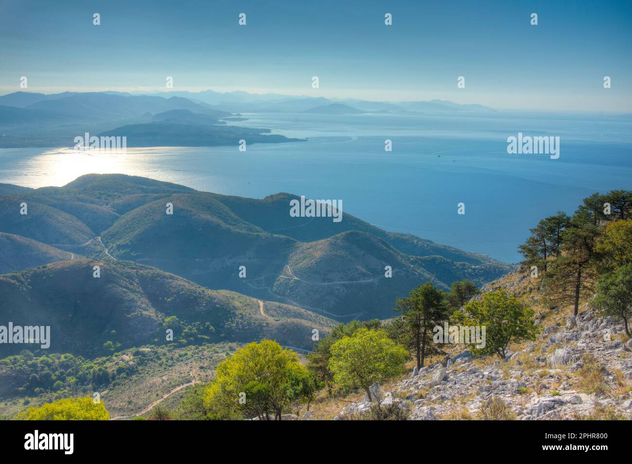 Landscape of Mount Pantokrator at Corfu, Greece. Stock Photo