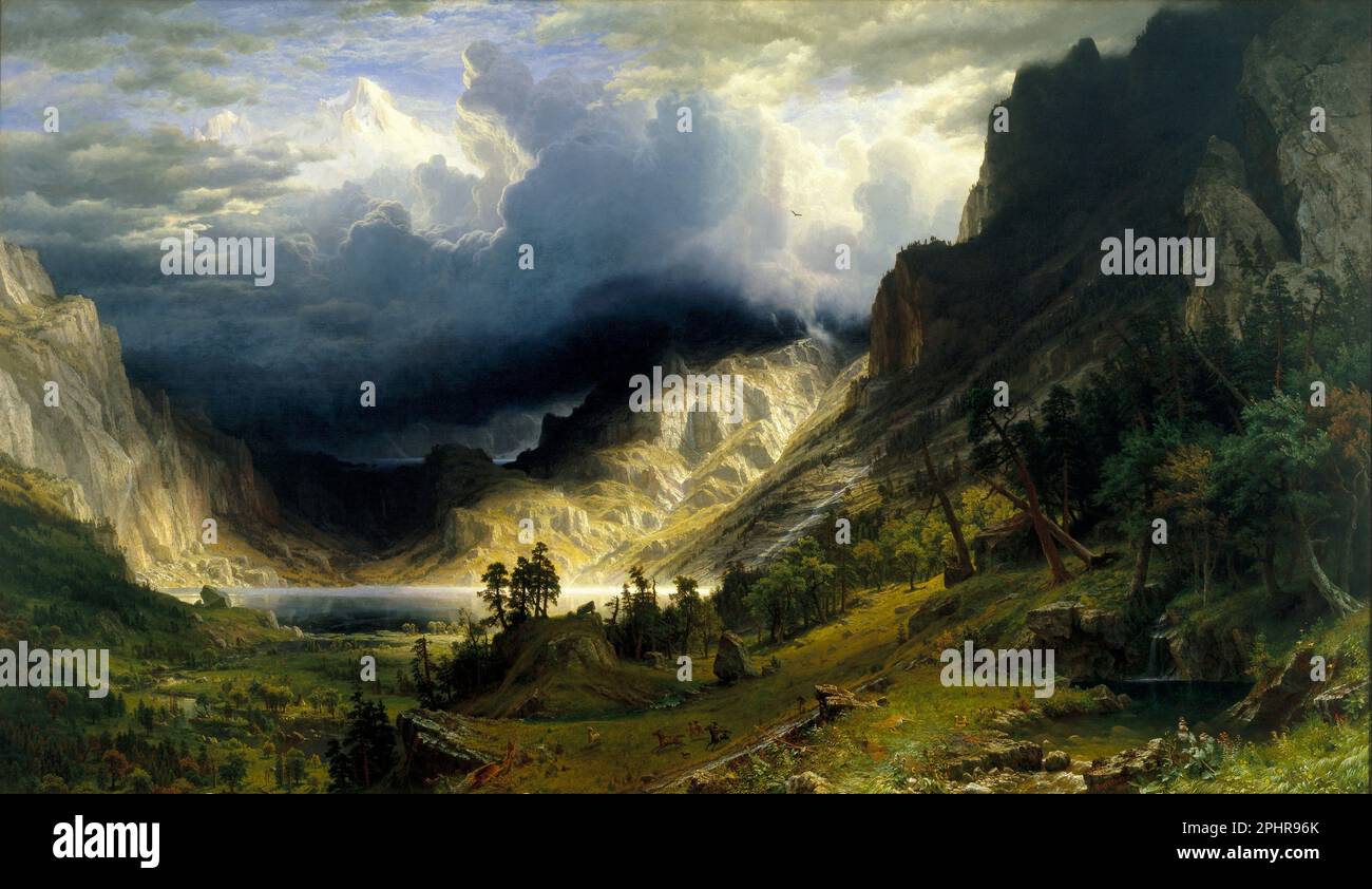 Albert bierstadt a storm in the rocky mountains hi-res stock photography  and images - Alamy, image size:1300x842