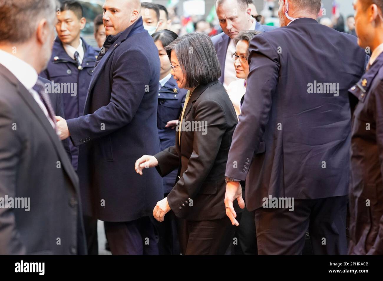 Taiwan's President Tsai Ing-wen arrives at a hotel in New York ...