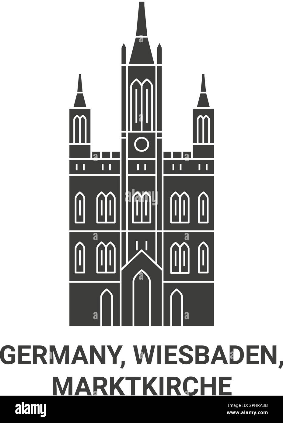 Germany, Wiesbaden, Marktkirche travel landmark vector illustration Stock Vector