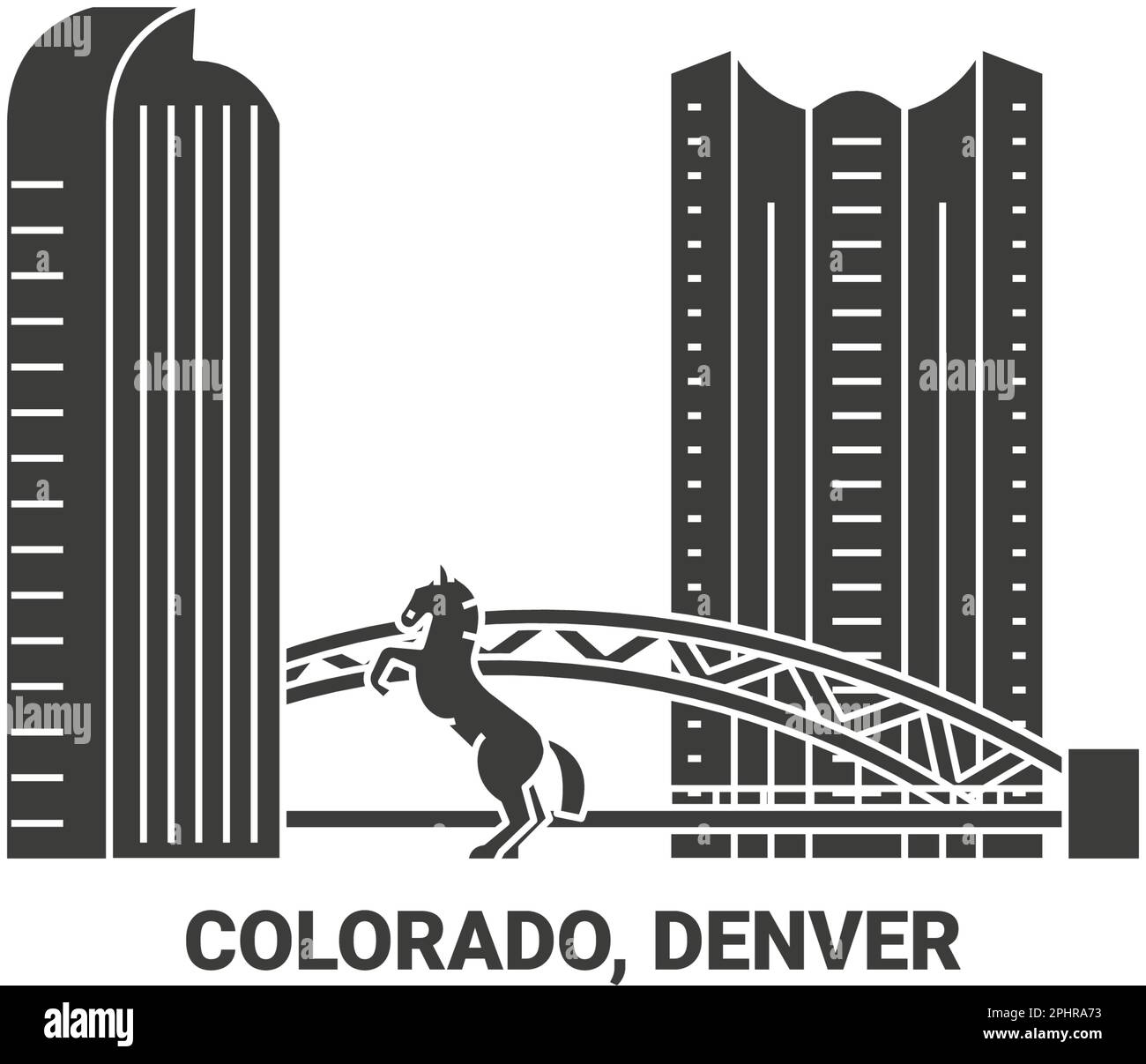 United States, Colorado, Denver, travel landmark vector illustration Stock Vector