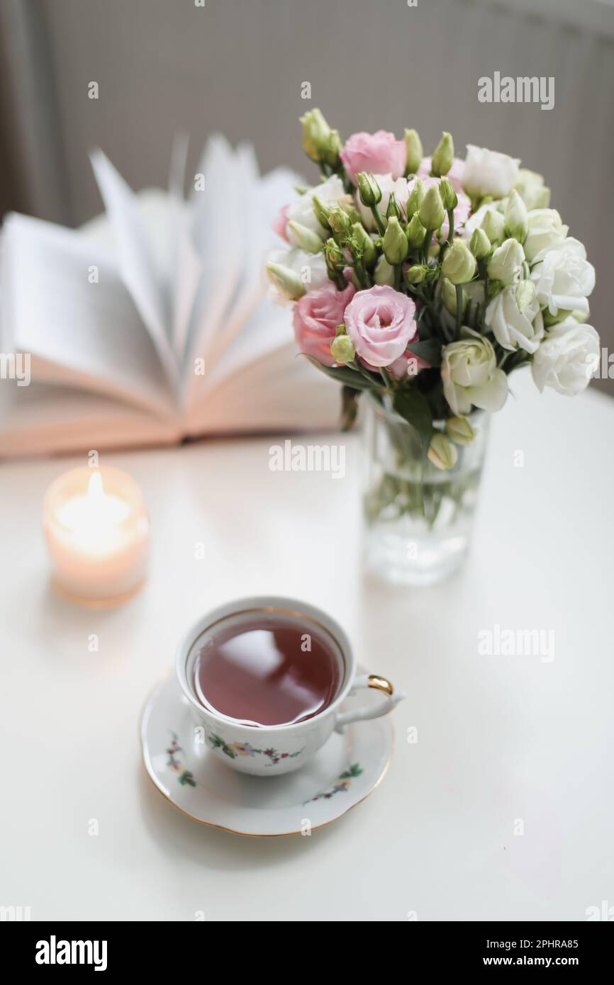 Still Life with Books and Flowers Greeting Card Still Life with Books and Flowers Greeting Card