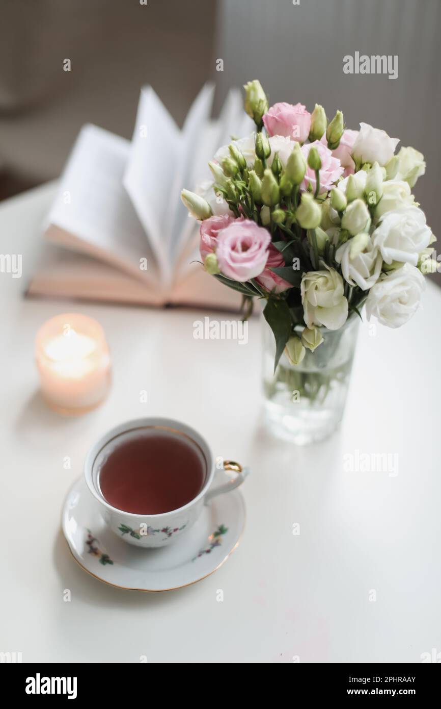 Still Life with Books and Flowers Greeting Card Still Life with Books and Flowers Greeting Card