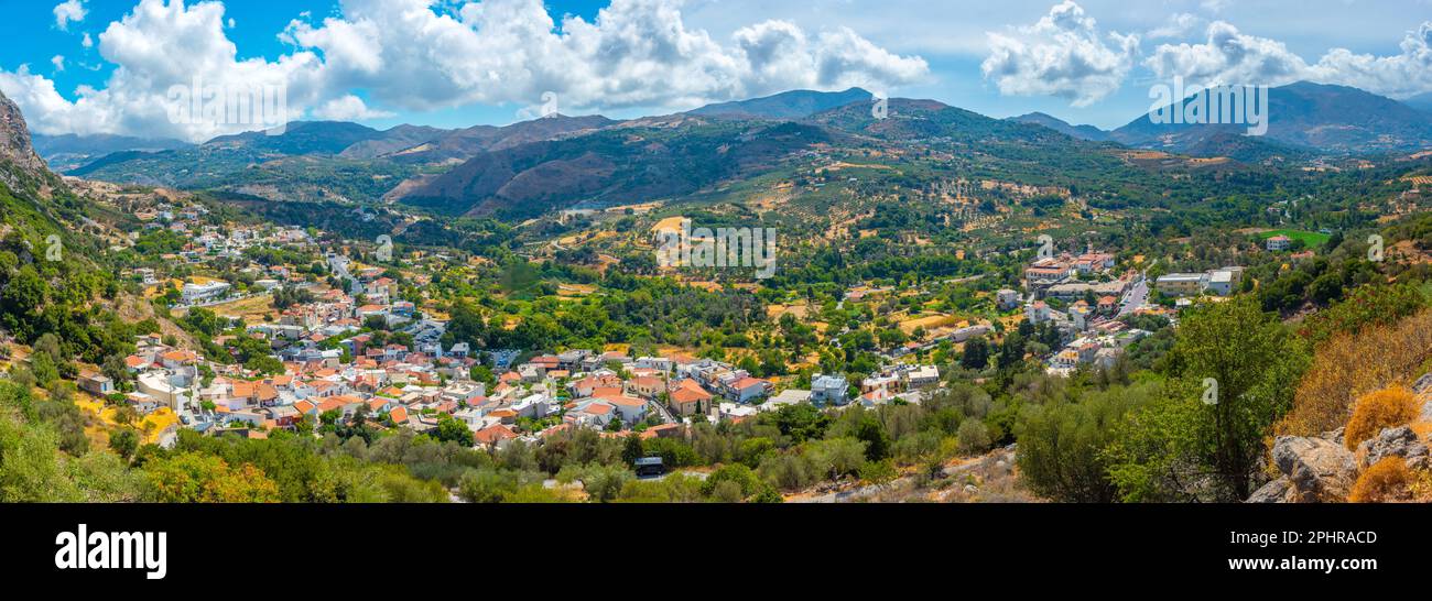 Aerial view of Greek village Spili at Crete island Stock Photo - Alamy