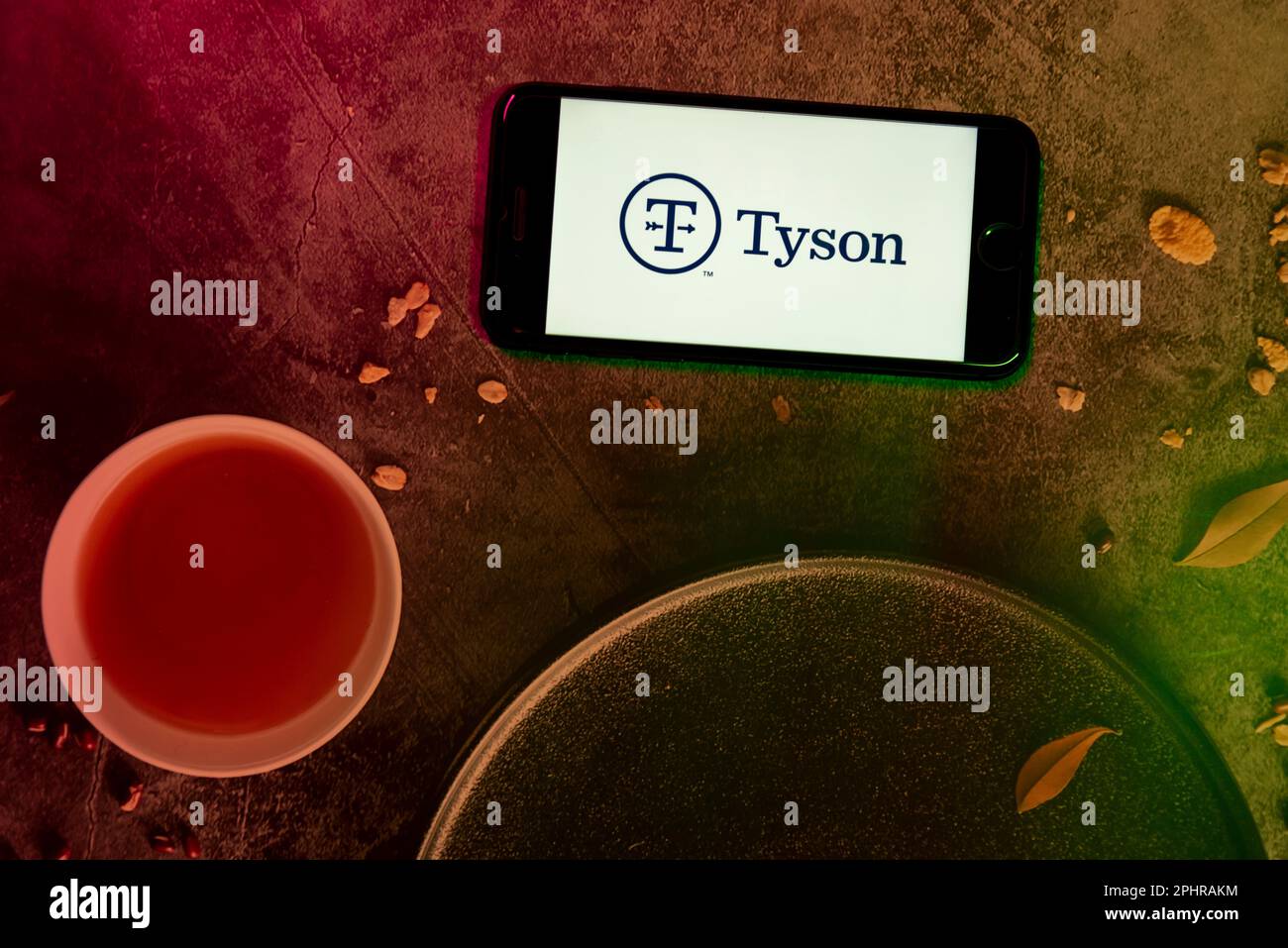 In this photo illustration, the Tyson logo is seen displayed on a