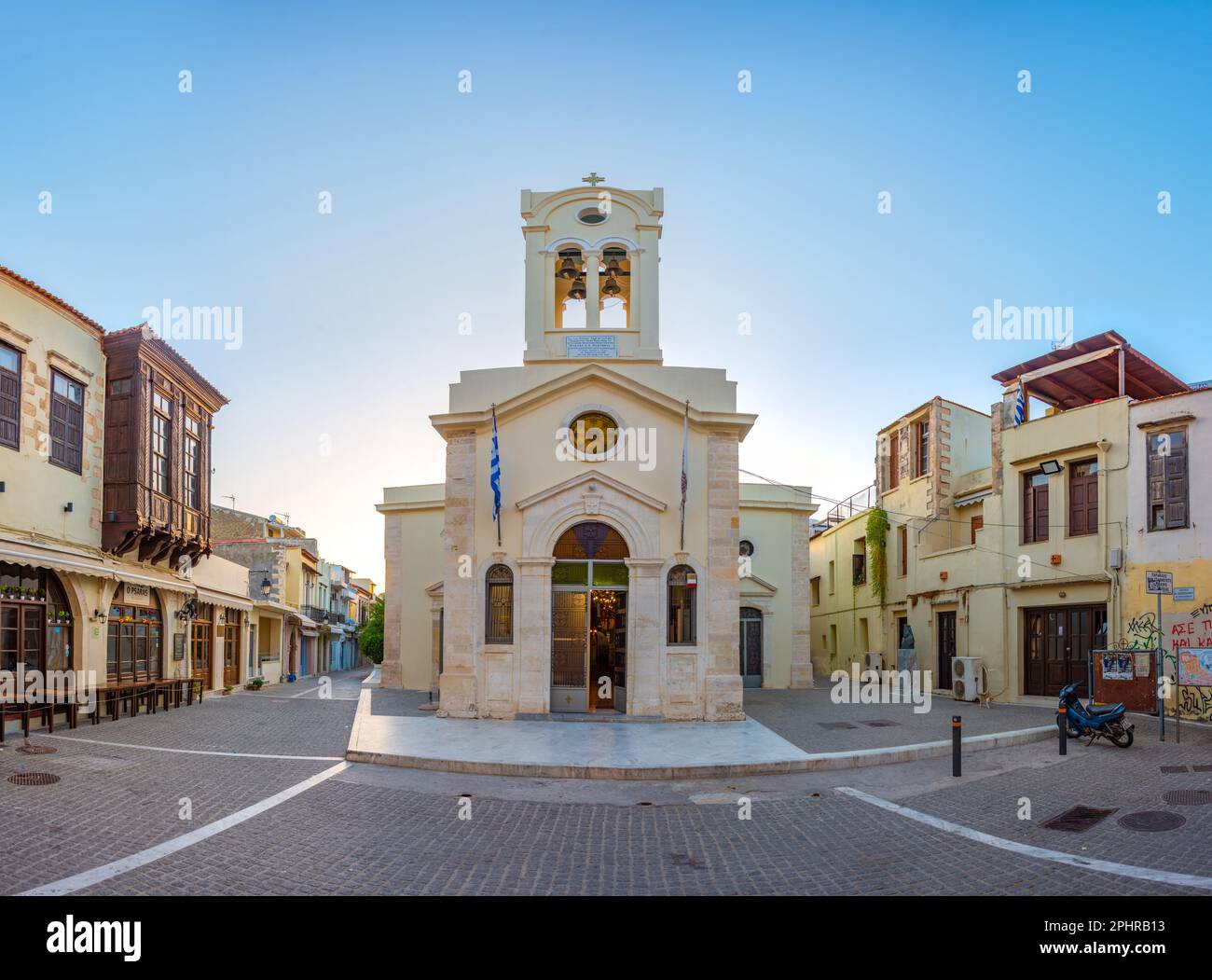 Sunrise view of the Church of Our Lady of the Angels, Rethymno, Crete ...