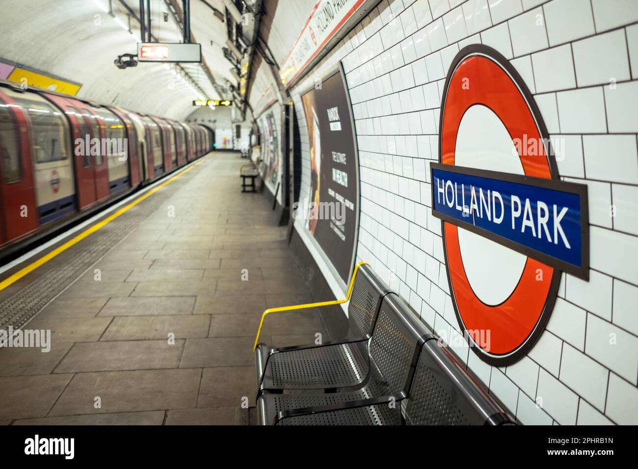 London- January 2023: Holland Park Underground station on the Circle Line in West London Stock Photo