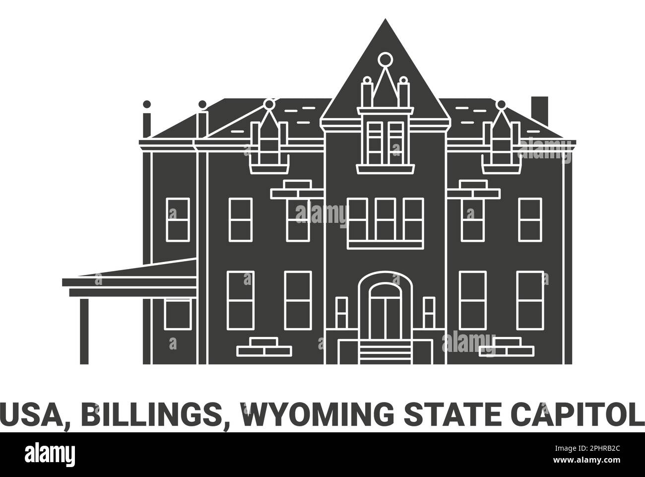 Usa, Billings, Wyoming State Capitol, travel landmark vector illustration Stock Vector