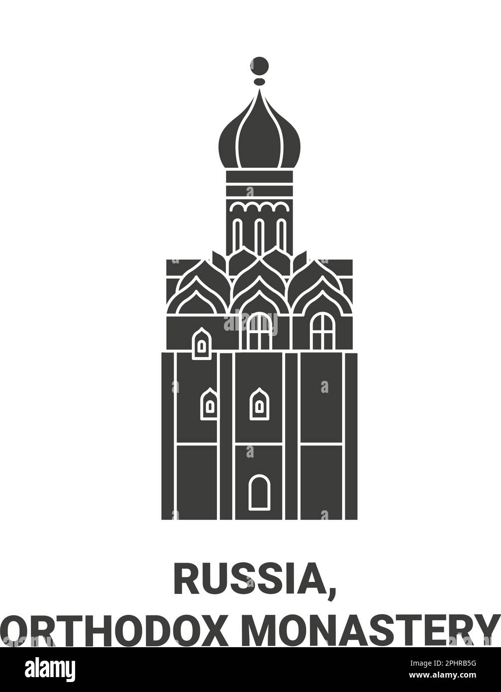 Russia, Orthodox Monastery travel landmark vector illustration Stock Vector