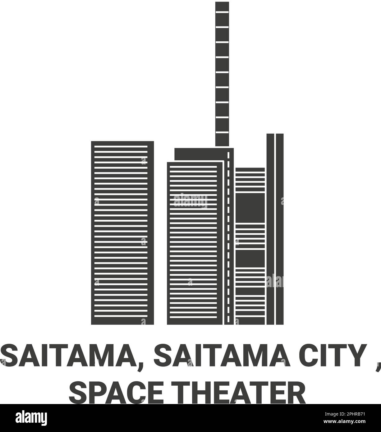 Japan, Saitama, Saitama City , Space Theater travel landmark vector illustration Stock Vector