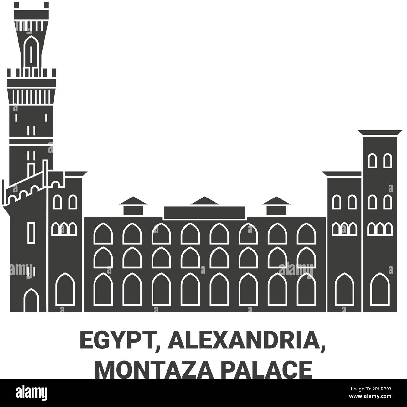 Egypt, Alexandria, Montaza Palace travel landmark vector illustration Stock Vector