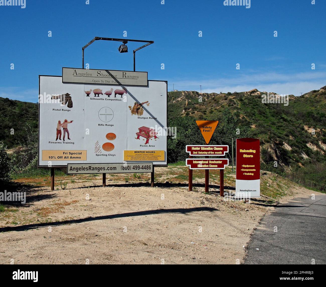 Angeles Shooting Ranges old sign in California Stock Photo Alamy