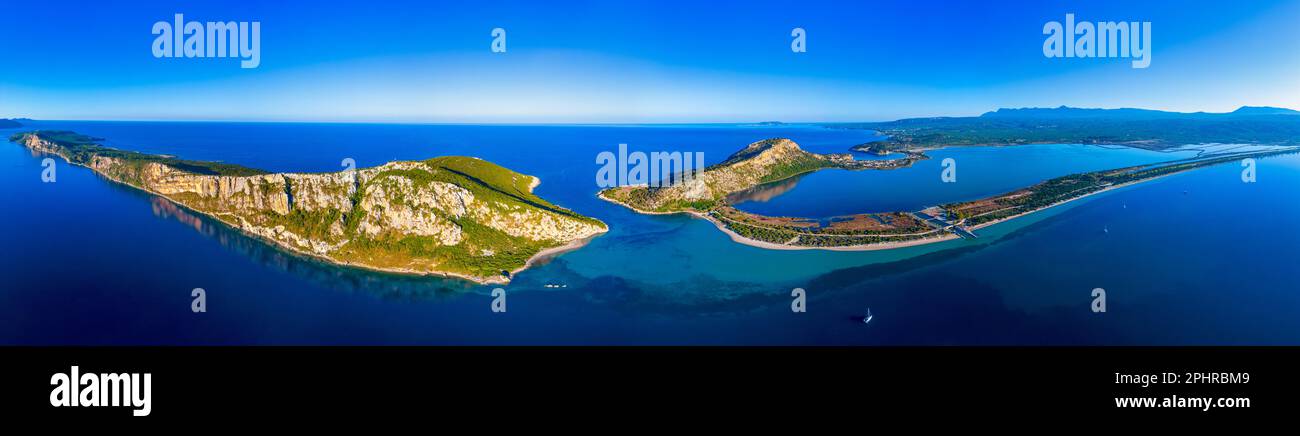 Aerial view of Limni Divari lagoon in Greece. Stock Photo