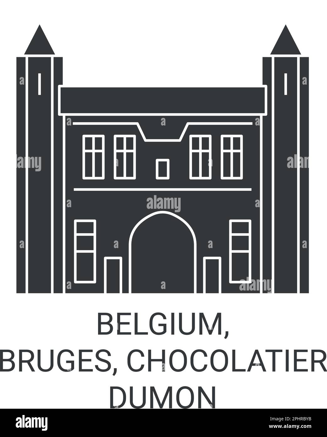 Belgium, Bruges, Chocolatier Dumon travel landmark vector illustration Stock Vector