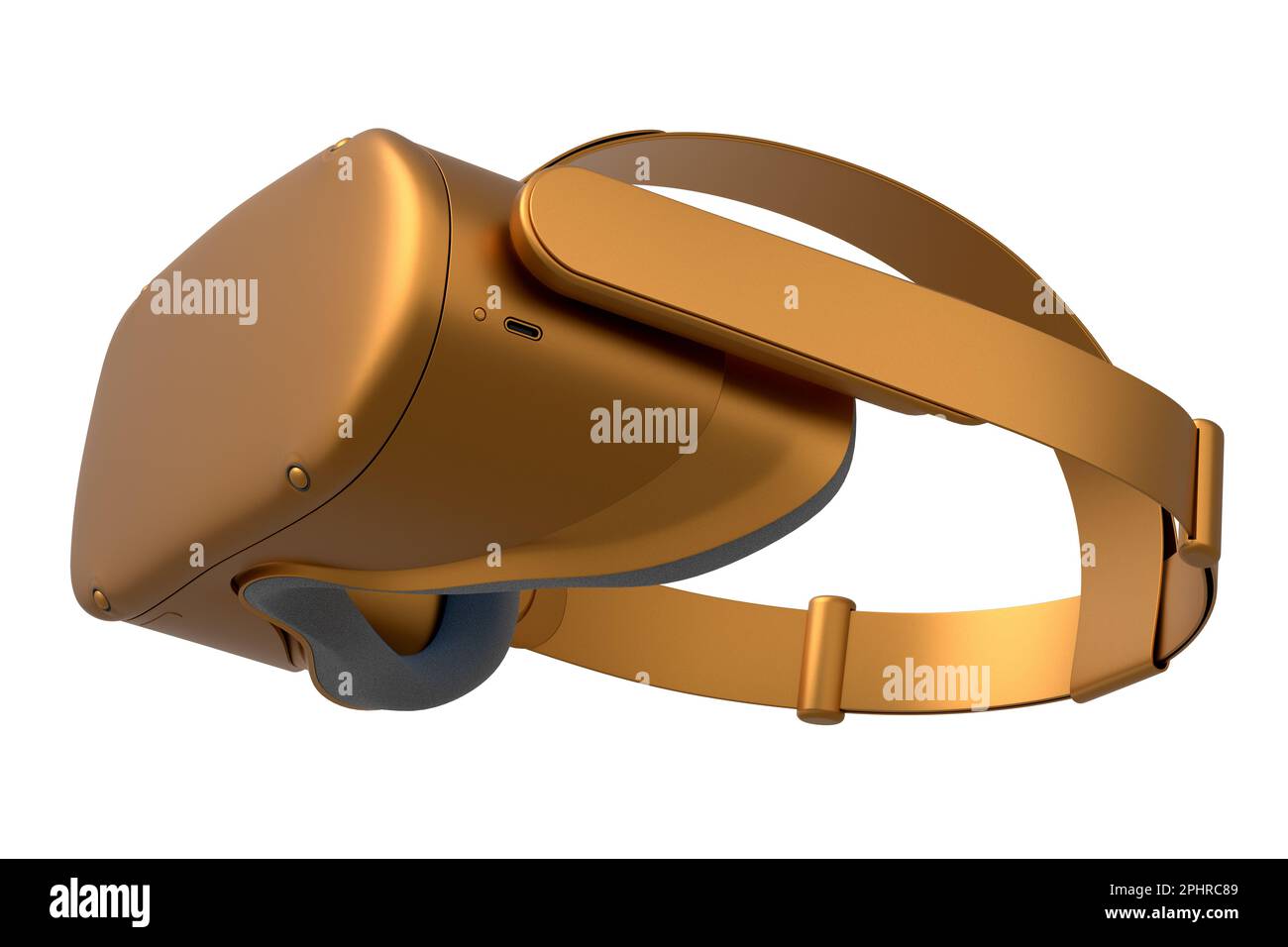 Realistic virtual reality glasses with gold chrome texture isolated on