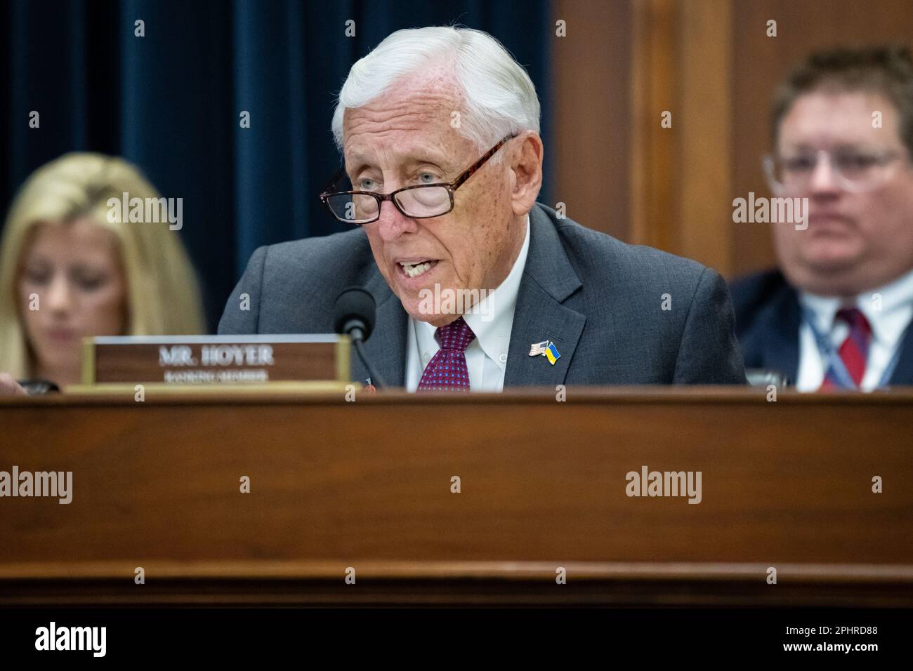 Washington, USA. 29th Mar, 2023. Representative Steny Hoyer (D-MD), Subcommittee Ranking Member, speaks during a House Appropriations Subcommittee hearing on the 2024 SEC budget, at the U.S. Capitol, in Washington, DC, on Wednesday, March 29, 2023. (Graeme Sloan/Sipa USA) Credit: Sipa USA/Alamy Live News Stock Photo